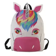 unicorn school bag for girls white color canvas fabric laser pu horn interior computer compartment bookbag for teen girls