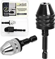 Mardatt 2Pcs Drill Chuck Conversion Tool, 1/4” Quick Change Hex Drive Quick Change 0.6-8mm, 0.3-3.6mm Converter for Drill Chuck Adapter(Black, Silver)