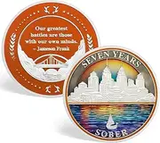 CHURYUML 7 Year Sobriety Chip Seven Year Sober Coin Achievement Medallions Sobriety Gifts for Women Men AA Coins Alcoholics Anonymous Addiction Recovery Gift Affirmation Token