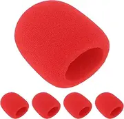 OriGlam 5pcs Foam Mic Cover Handheld Microphone Windscreen, Microphone Cover Foam Mic Covers, Microphone Cover Protection (Red)