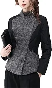[Generic] Women Warm Lightly White Duck Down Padding Puffer Coat Elegant Slim Vintage Jacket