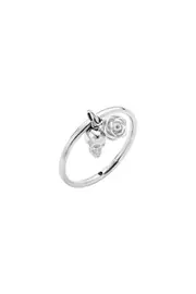 [Diesel] Diesel - Stainless Steel Skull Charm Ring - Rings - Unisex - Silver 6.5 Silver