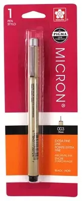 6 Pack Sakura Pigma Micron Pen 003 .15mm -Black 50045