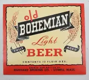 VINTAGE ~ Old Bohemian Light Beer - 12oz Label - Harvard Brewing Co. - NOS