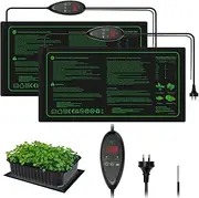 Koreal Seedling Heat Mat, 2 Pack 25cm x 50cm Heat Mats for Seed Starting with Thermostat Controller, Plant Heating Mat for Indoor Growing,Brewing and Seed Germination