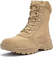 [WIDEWAY] Men's 8 Inches Military Tactical Work Boots Side Zipper Lightweight Army Combat Boots Durable Outdoor Work Boots Desert Boots