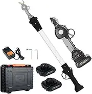 Electric Pruning Shears with Dual-Action Blades, Professional Cordless Electric Pruner with 81cm/32 Pole, Electric Tree Trimmer with 2 Rechargeable Batteries, 30 mm/1.2" Cutting Diameter