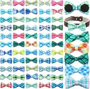 60 Pcs Plaid Dog Collar Bow Ties Bulk Dog Bowtie Holiday Dog Accessories Puppy Bows Detachable Collar Charms for Small Medium Large Dogs Cat Grooming Supplies Pet Costume