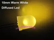 50pcs, 10mm Warm White Diffused LED Round Bright Leds 5000mcd Light + R for 12V