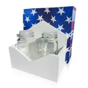 Upright wooden Napkin Holder, with 2 Botels for Salt and Pepper Shaker - WHITE