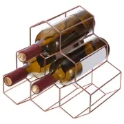 Countertop Wine Rack, 6 Bottle Freestanding Metal Small Wine Rack, Rose Gold