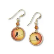 Lemon Tree Earrings Bird Silhouette at Sunset Unique Beautiful Lightweight