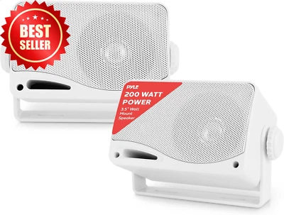 3-Way Weatherproof Outdoor Speakers 3.5" 200W Pair Marine Grade Home/Boat/Patio