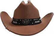 YFVFAGDMKV Classic Western Cowboy Hat Cowboy Hat for Vintage Gentleman Lady Jazz Cowgirl Hat Cosplay Party Play Dress Hats(6)