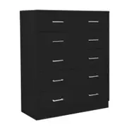 Sarantino 85 x 39.5 x 105cm Black Tallboy Dresser 6 Chest of Drawers Cabinet