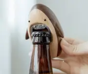 Shark Shaped Walnut Wood Bottle Opener Magnetic Cute