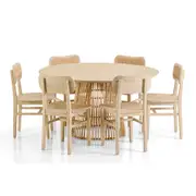 Tamborine Indoor 1.4m Round Dining Setting with 6x Ettalong Chairs - Dining Settings