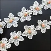 1 Metre Polyester Rhinestone Flower Lace Edge Trim Ribbon, 5.5cm Wide, Vintage Elegant White Tulle Trimming Fabric for Wedding Dresses Embellishment, Bridal Gowns, DIY Craft Ribbon Clothes Accessories