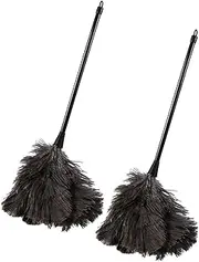 FOYTOKI Natural Ostrich Dust Brush Set 2 Pack Duster for Home Car Kitchen Office Handle Duster