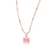 Pink Opal And Genuine Diamond Pendant Necklace