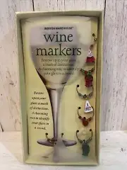 Boston Warehouse Wine Glass Markers Charms Cute Cheese Grapes Set of 6 NEW-2001