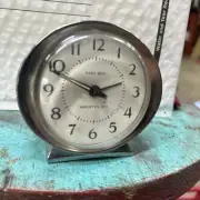 Vintage Alarm Clock. Westclox Brand”Baby Ben”.Silver And Plastic. Working
