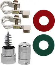 EXAOMBLE Top Post Battery Terminal Connectors Kit Durable Brass Battery Terminal Clamps with Protection Pads for Car Boat Rv Accessories Easy Secure Connection