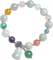 [QSAENHA] Feng Shui Jade Bracelet Wu Lou Calabash Multi-Gem Crystal Wealth Bracelet 7 Chakra Balancing Prosperity Gourd Charm Chalcedony Bangle Meditation Longevity Good Luck Chi Money/2018