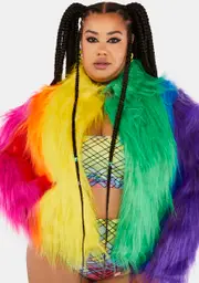 [Club Exx] Plus Live Out Loud Faux Fur Coat