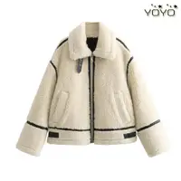 在飛比找ETMall東森購物網優惠-時尚YOYO新款夾克外套人造皮草