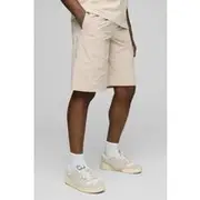 Mens Stone Elasticated Waist Relaxed Crinkle Nylon Shorts