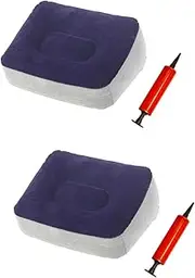 Tofficu 2pcs Inflatable Footstool Pillow Portable Travel Foot -board Pump Soft Pvc Leg Rest for Airplane Bus Car Random Color