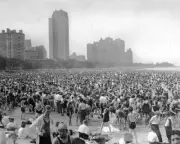 Crowded Oak Street Beach Chicago 1925 Photo