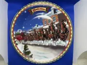 Anheuser Busch 2003 Christmas Plate Old Towne Clydesdales New Box COA Budweiser