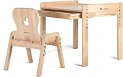 My Duckling Kaya Primary Adjustable Table and Chair Set,2 in 1 Wooden Kids Table and Chairs;Solid Wood ;Height Adjustable Toddler Table and Chairs with Drawer-Duck