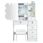 Bedroom Dressing Table With Mirror Stool Set Girl Makeup Desk Vanity Table AU
