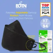 2 Pack KF94 BLACK Protective Face Mask Adult Made in Korea KFDA Approved BOTN