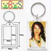 200x Blank Clear Acrylic Keyrings 43x28mm Photo Size (key ring plastic) 09008