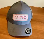 PING Golf Hat Cap FLEXFIT TECH 110 Gray With Raised Logo Snapback Adjustable