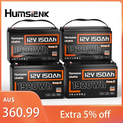 1/2/3/4 PACK 12V150Ah Lithium LiFePO4 Battery 15000+ Cycles 110A BMS For RV Home
