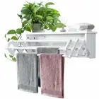 Giantex Towel Rack Retractable Clothes Drying Hanger Wall Mounted Shelf Laundry