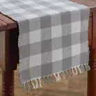 Wicklow Dove Grey White Check Woven Cotton Yarn Country Farmhouse Table Runner