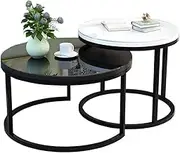 Coffee Table Set of 2 ，Modern Round Nesting Coffee Table Set for Living Room, Sofa Tables for Small Spaces,Tempered Glass Metal Frame End Table Side Tables(D)
