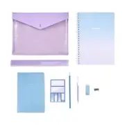 Notebook and Stationery Set - Lilac, Blue and White (9 Pack)