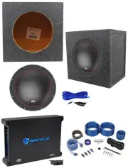 MTX 5510-44 10" 800w Subwoofer+Sealed Sub Box Enclosure+Mono Amplifier+Amp Kit