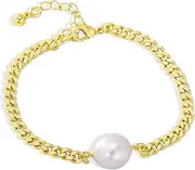[Lit Wall] Gold Bracelet for Women 18K Gold Plated Dainty Gold Bracelets Non Tarnish Cuban Chain Link Bracelet Gold Charm Bracelet for Women