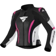 Miura 2.0 Ladies Black White Pink Leather Motorcycle Jacket