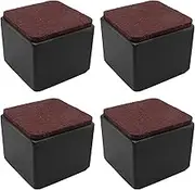 Bonsicoky 4 Pcs Self-Adhesive Furniture Bed Risers, Square Heavy Duty Carbon Steel Sofa Table Risers Adds 2" Height with Felt Pad, Black