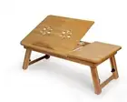 Serving Tray Bed Table with Handles & Folding Legs Foldable Portable Bamboo