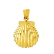 14K Gold 22MM Scallop Seashell Pendant